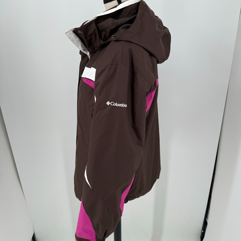 Columbia Interchange Ski Jacket WOMENS Brown Pink Full Zip Hooded Snow Winter L - Picture 4 of 15